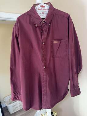 Carhartt Men's XL Long Sleeve Button Down Shirt Maroon